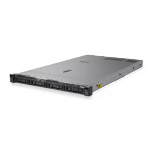 A sleek metallic server rack mount unit with multiple drive bays at the front, designed for data storage and processing.